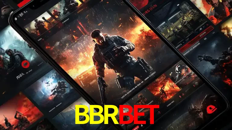 Tela de um celular exibindo uma galeria de jogos de tiro com temática militar, mostrando a variedade de e-sports disponíveis para apostas na plataforma de entretenimento BBRBET.