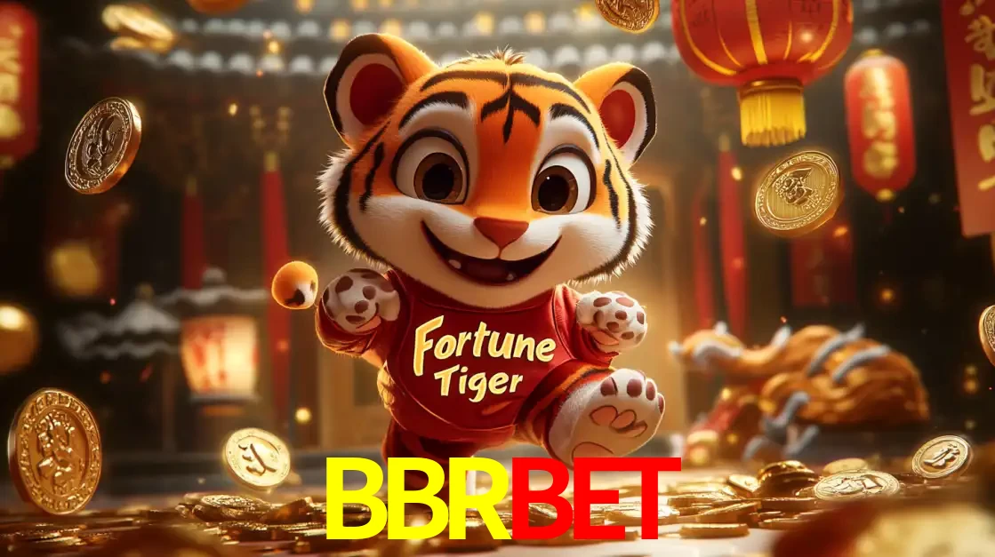 O alegre personagem do Fortune Tiger correndo sobre um caminho de moedas de ouro, simbolizando os grandes prêmios e a diversão do popular jogo de slot do BBRBET.